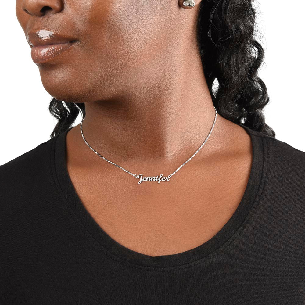 Horizontal Name Necklace: Angel Jewelry Polished Stainless Steel Two Tone Box The Silver Clover & Co.