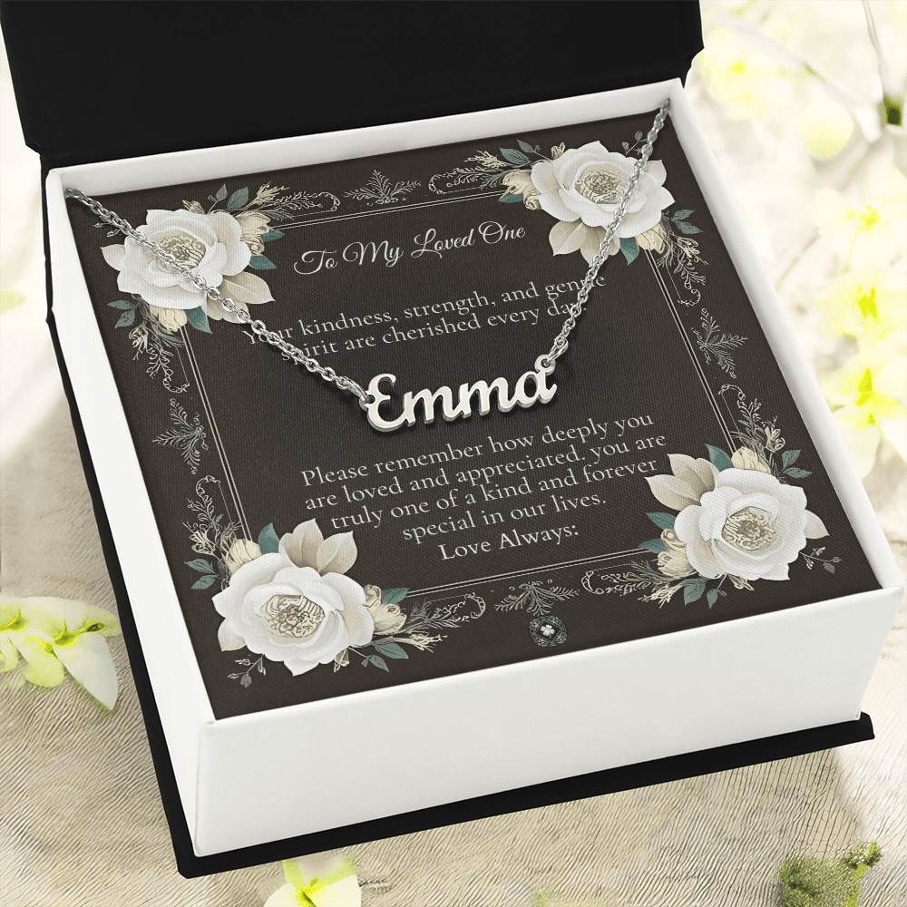 Horizontal Name Necklace: Angel Jewelry Polished Stainless Steel Two Tone Box The Silver Clover & Co.