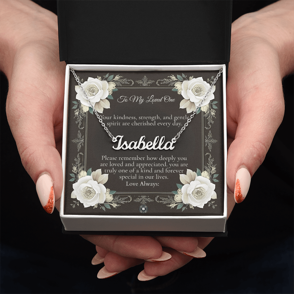 Horizontal Name Necklace: Angel Jewelry Polished Stainless Steel Two Tone Box The Silver Clover & Co.