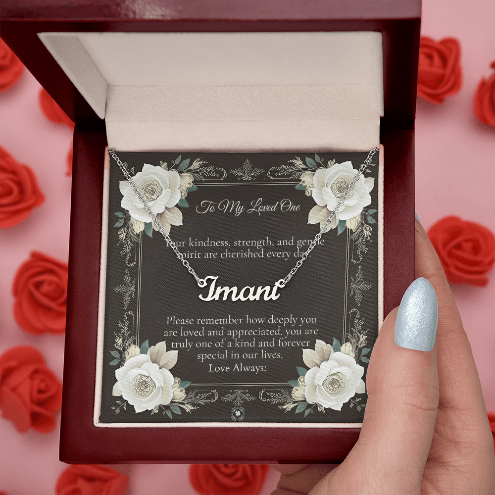 Horizontal Name Necklace: Angel Jewelry Polished Stainless Steel Two Tone Box The Silver Clover & Co.