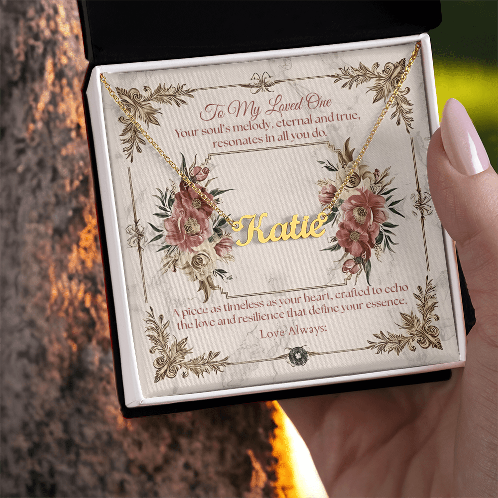 Horizontal Name Necklace: Beautiful Jewelry 18k Yellow Gold Two Tone Box The Silver Clover & Co.