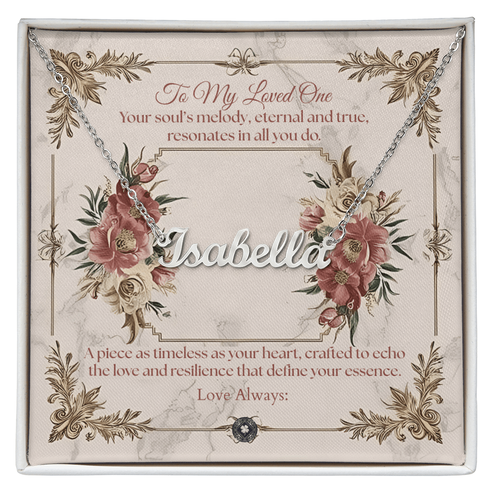 Horizontal Name Necklace: Beautiful Jewelry Polished Stainless Steel Two Tone Box The Silver Clover & Co.