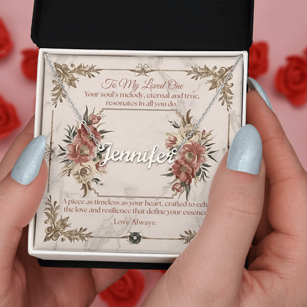 Horizontal Name Necklace: Beautiful Jewelry Polished Stainless Steel Two Tone Box The Silver Clover & Co.