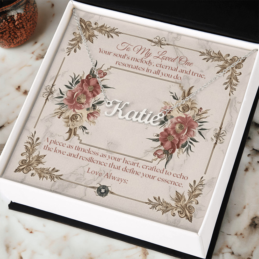 Horizontal Name Necklace: Beautiful Jewelry Polished Stainless Steel Mahogany Style Luxury Box with LED The Silver Clover & Co.