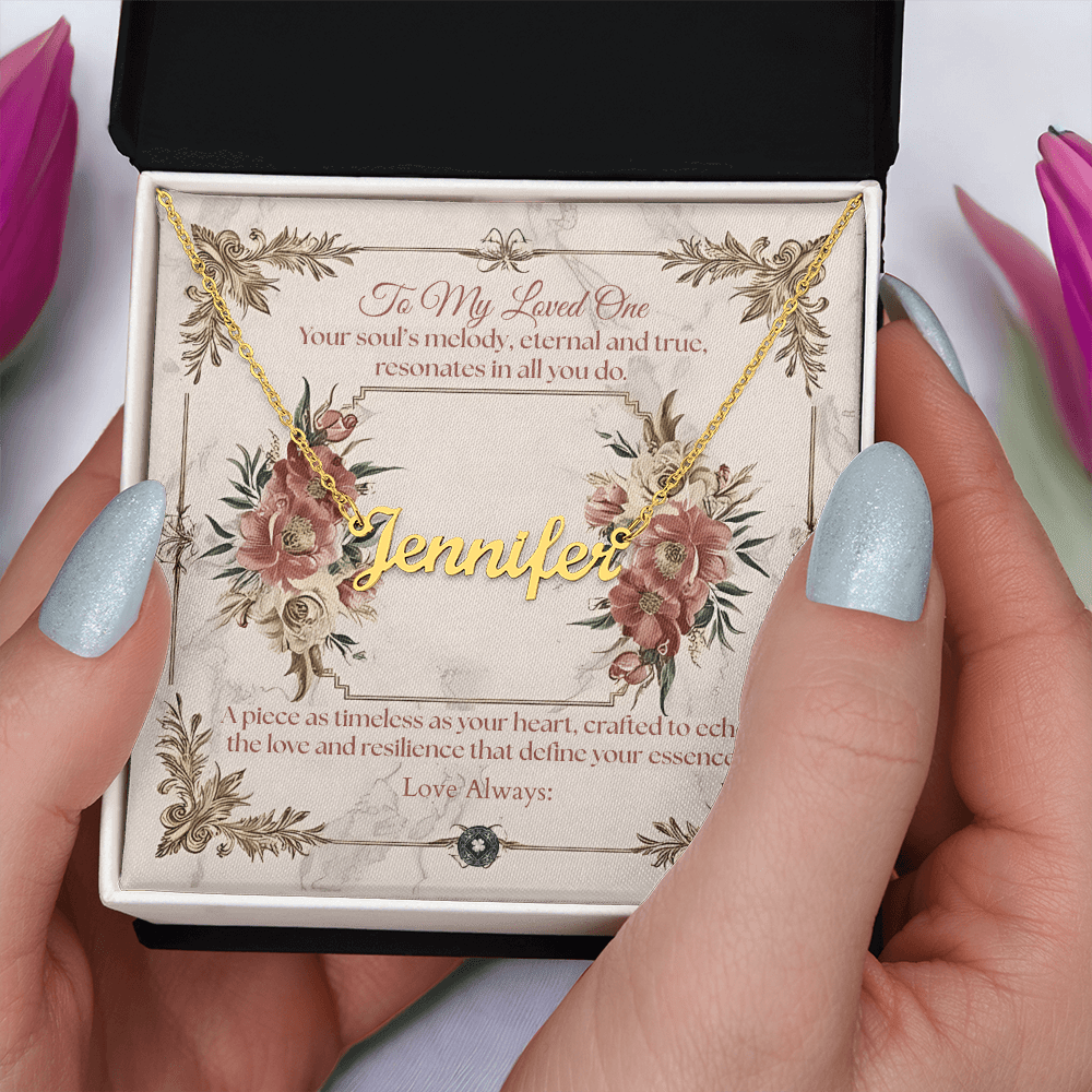 Horizontal Name Necklace: Beautiful Jewelry Polished Stainless Steel Two Tone Box The Silver Clover & Co.