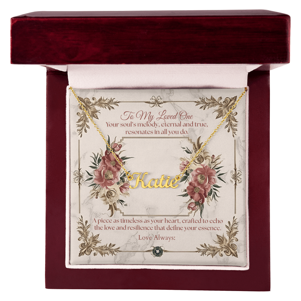 Horizontal Name Necklace: Beautiful Jewelry Polished Stainless Steel Mahogany Style Luxury Box with LED The Silver Clover & Co.