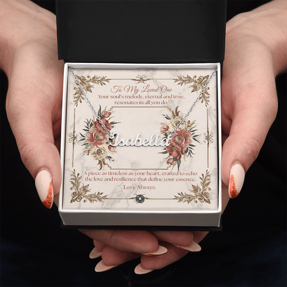 Horizontal Name Necklace: Beautiful Jewelry Polished Stainless Steel Two Tone Box The Silver Clover & Co.