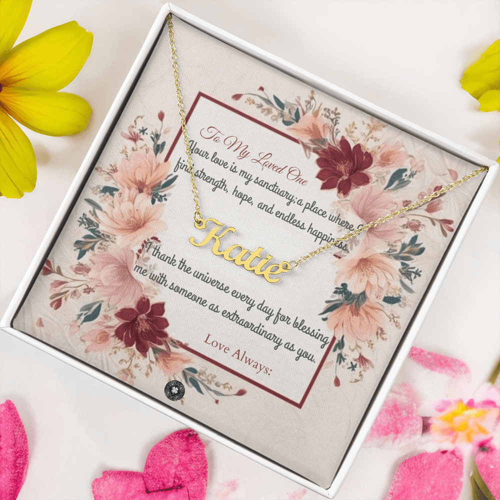 Horizontal Name Necklace: Darling Jewelry 18k Yellow Gold Two Tone Box The Silver Clover & Co.