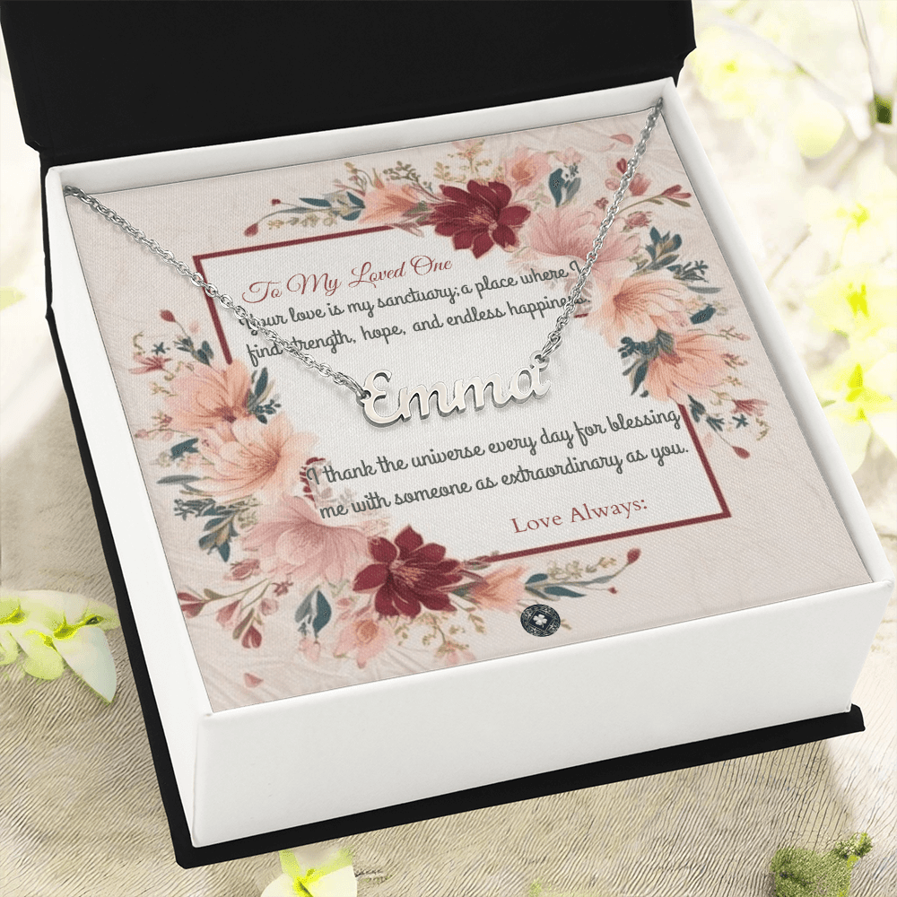 Horizontal Name Necklace: Darling Jewelry Polished Stainless Steel Two Tone Box The Silver Clover & Co.