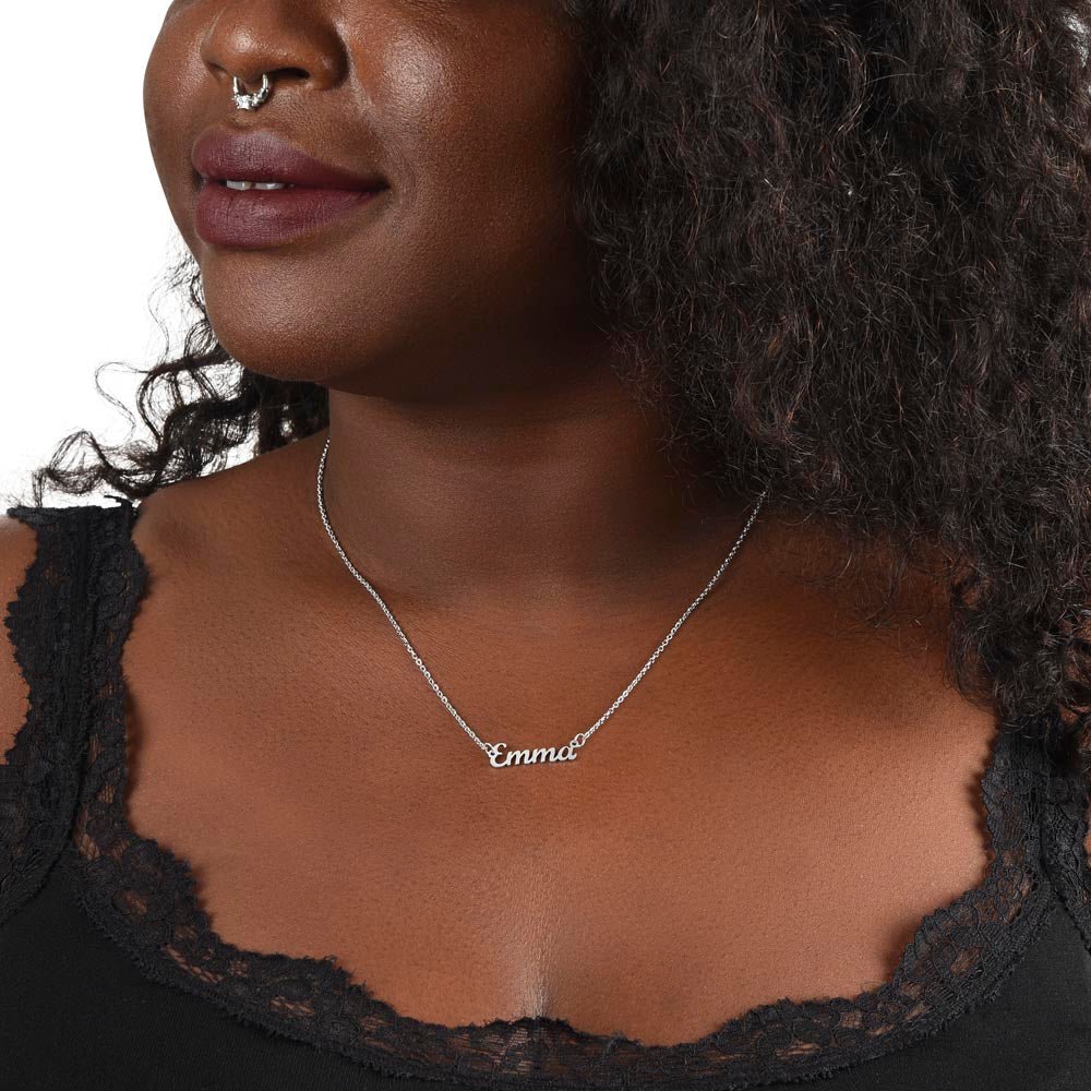 Horizontal Name Necklace: Darling Jewelry Polished Stainless Steel Two Tone Box The Silver Clover & Co.