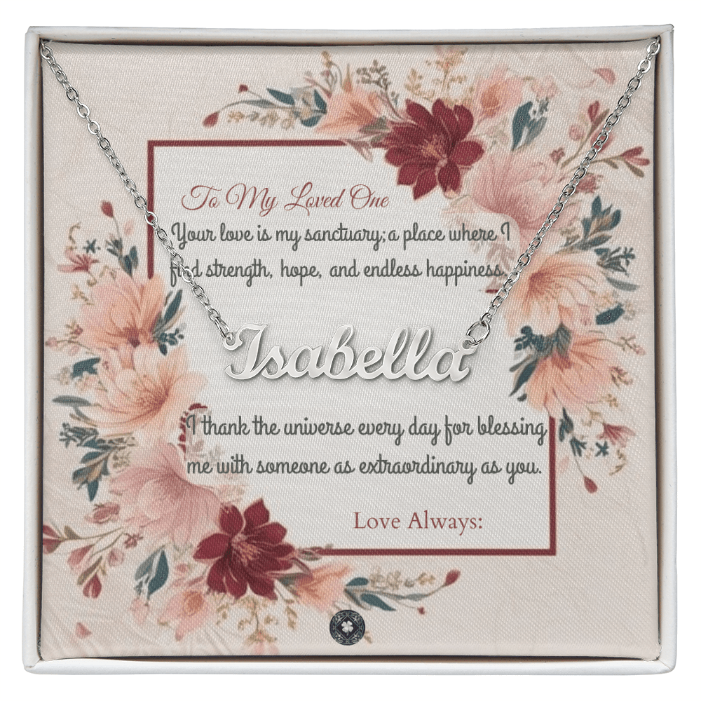 Horizontal Name Necklace: Darling Jewelry Polished Stainless Steel Two Tone Box The Silver Clover & Co.