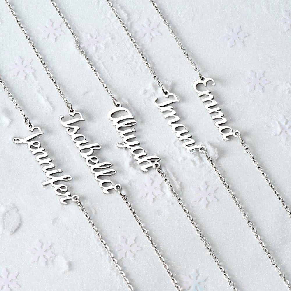 Horizontal Name Necklace: Darling Jewelry Polished Stainless Steel Two Tone Box The Silver Clover & Co.