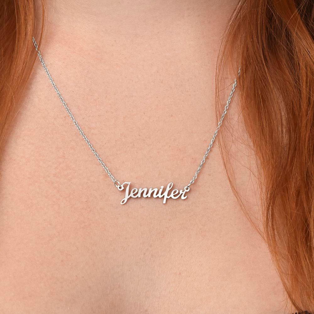 Horizontal Name Necklace: Darling Jewelry Polished Stainless Steel Two Tone Box The Silver Clover & Co.