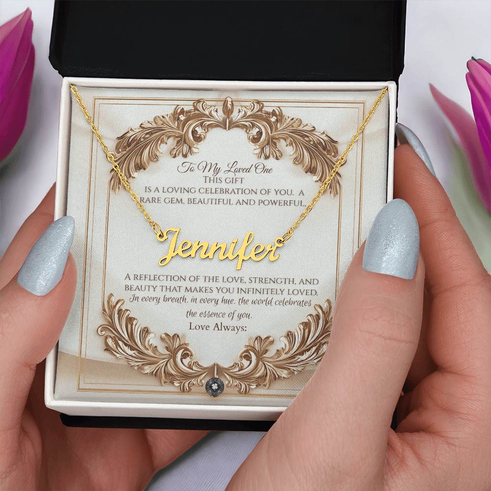 Horizontal Name Necklace: Elegance Jewelry 18k Yellow Gold Two Tone Box The Silver Clover & Co.