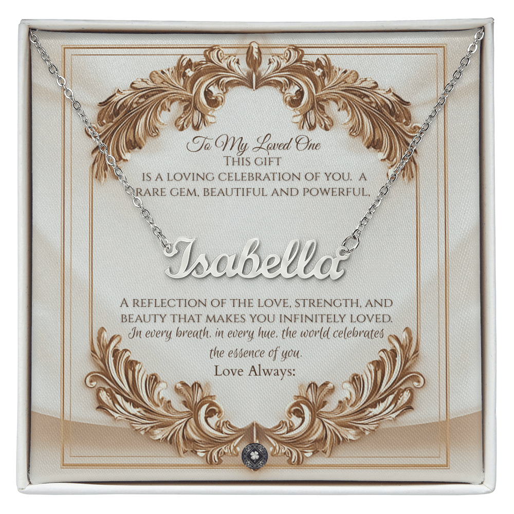 Horizontal Name Necklace: Elegance Jewelry Polished Stainless Steel Two Tone Box The Silver Clover & Co.