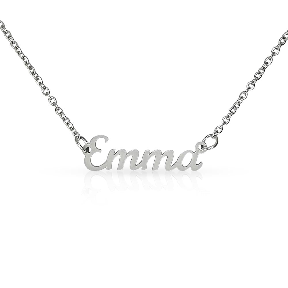 Horizontal Name Necklace Jewelry Polished Stainless Steel Two Tone Box The Silver Clover & Co.