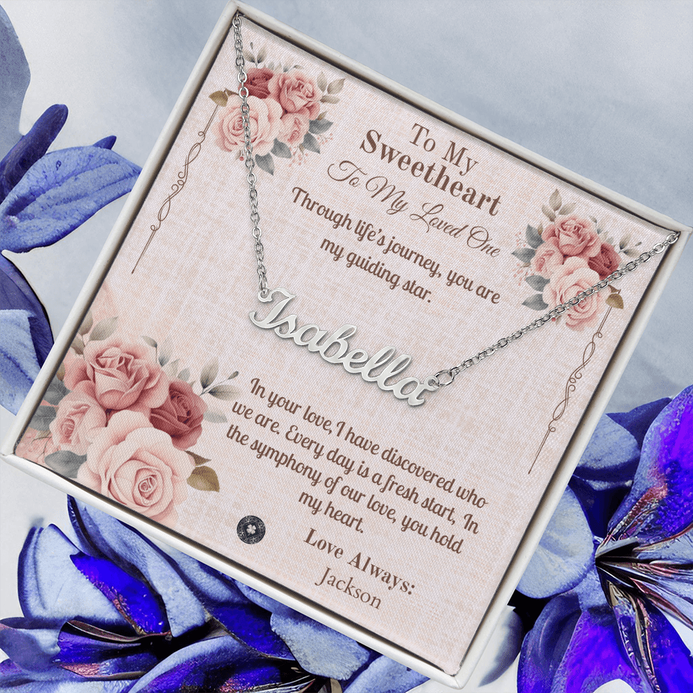 Horizontal Name Necklace: Sweetheart Jewelry Polished Stainless Steel Two Tone Box The Silver Clover & Co.