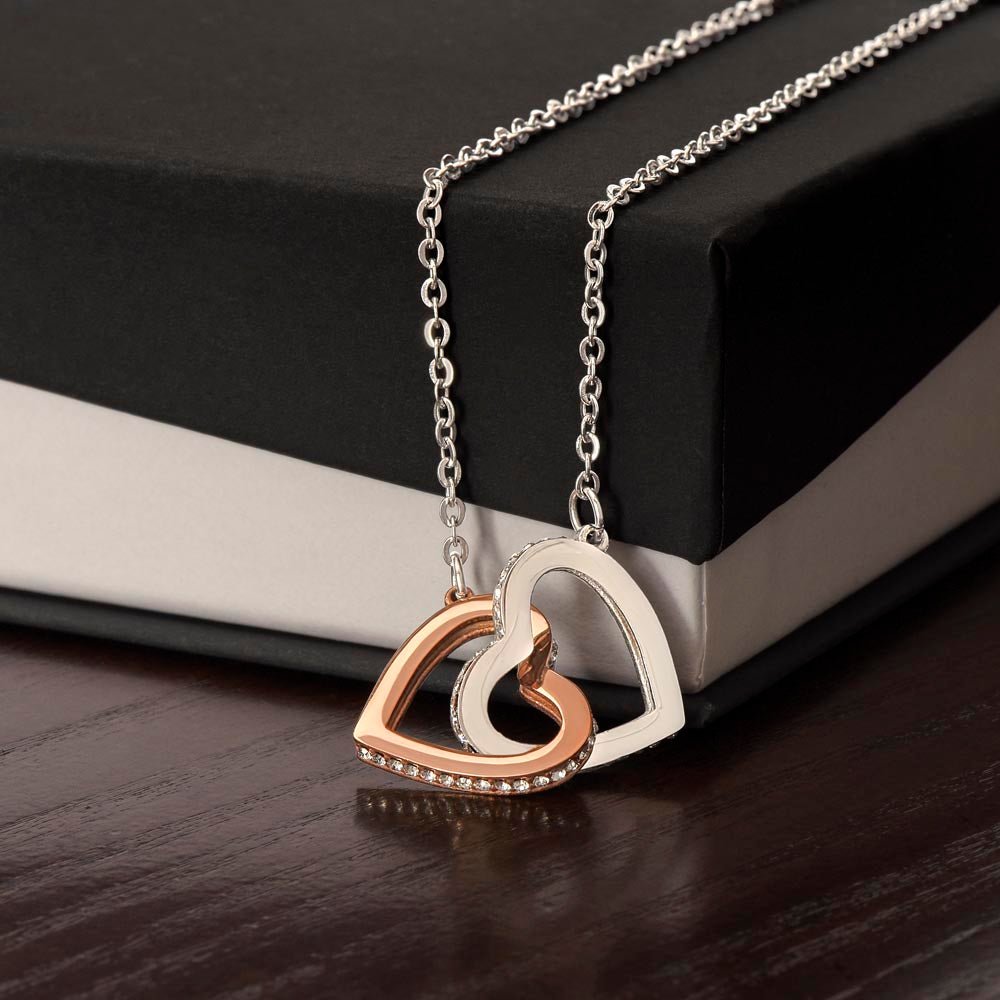 Interlocking Hearts Necklace Jewelry 14k White & Rose Gold Two Tone Box The Silver Clover & Co.