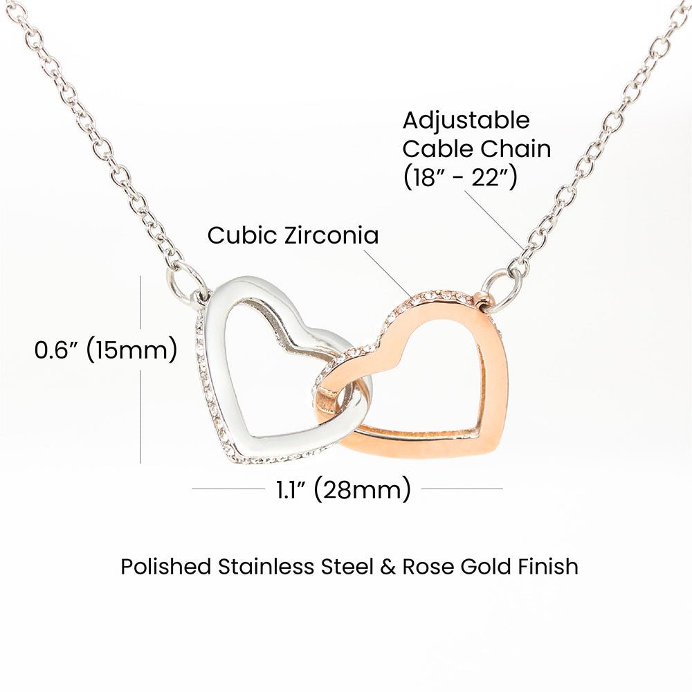 Interlocking Hearts Necklace Jewelry 14k White & Rose Gold Two Tone Box The Silver Clover & Co.