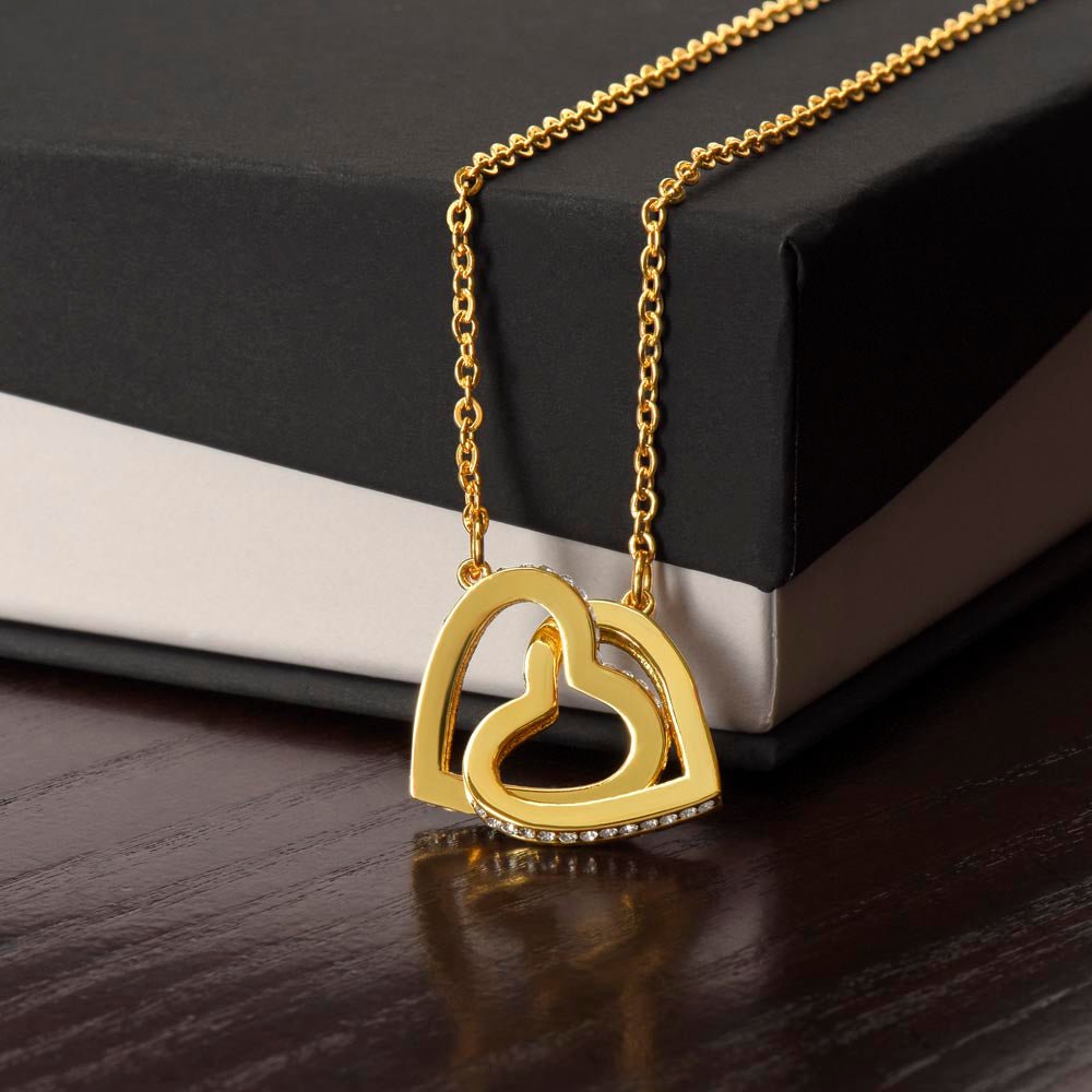Interlocking Hearts Necklace Jewelry 18k Yellow Gold Finish Two Tone Box The Silver Clover & Co.