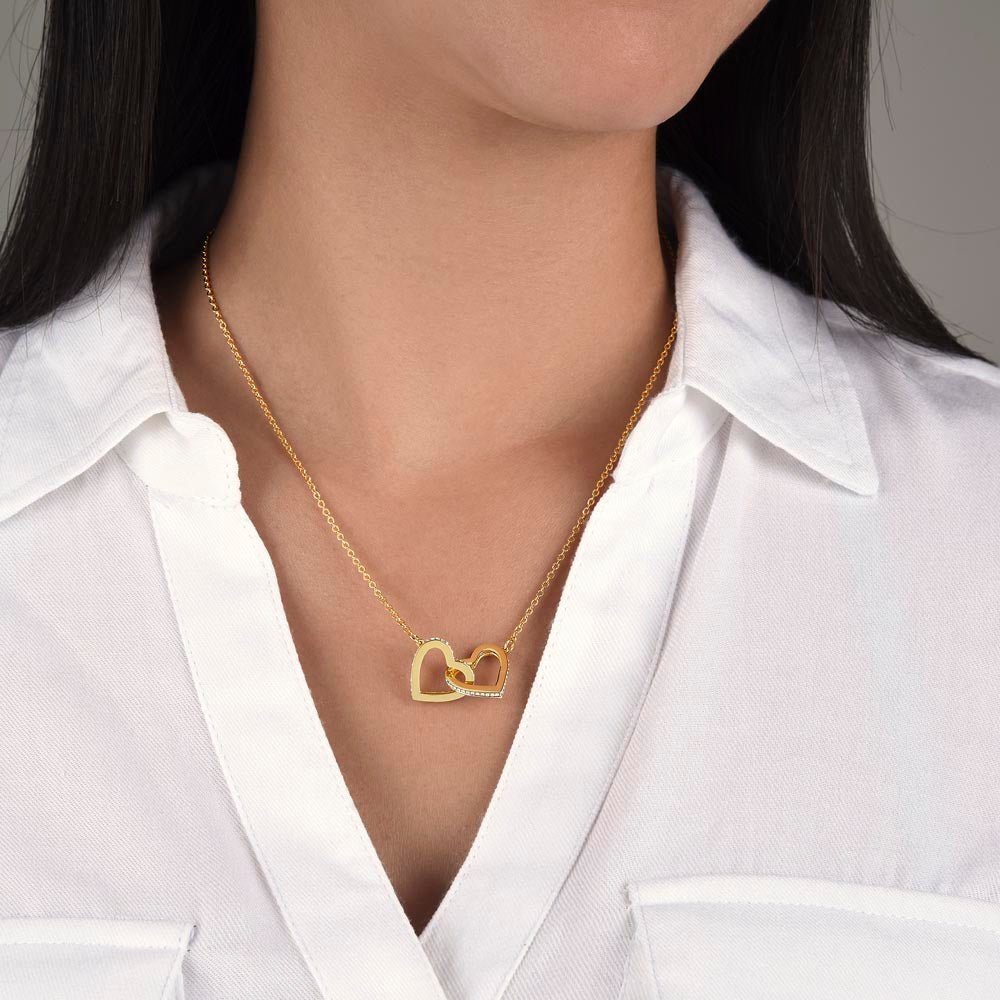 Interlocking Hearts Necklace Jewelry 18k Yellow Gold Finish Two Tone Box The Silver Clover & Co.