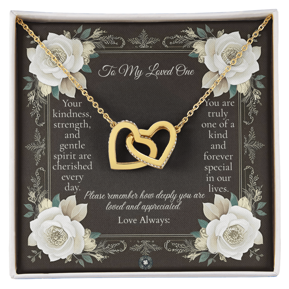 Interlocking Hearts Necklace: Angel Jewelry 14k White & Rose Gold Two Tone Box The Silver Clover & Co.