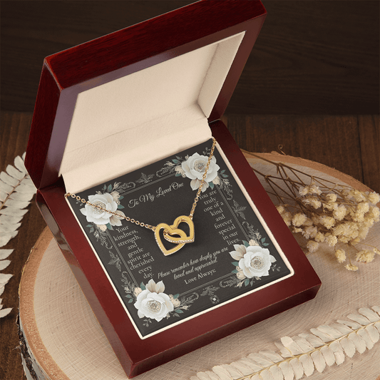Interlocking Hearts Necklace: Angel Jewelry 14k White & Rose Gold Two Tone Box The Silver Clover & Co.