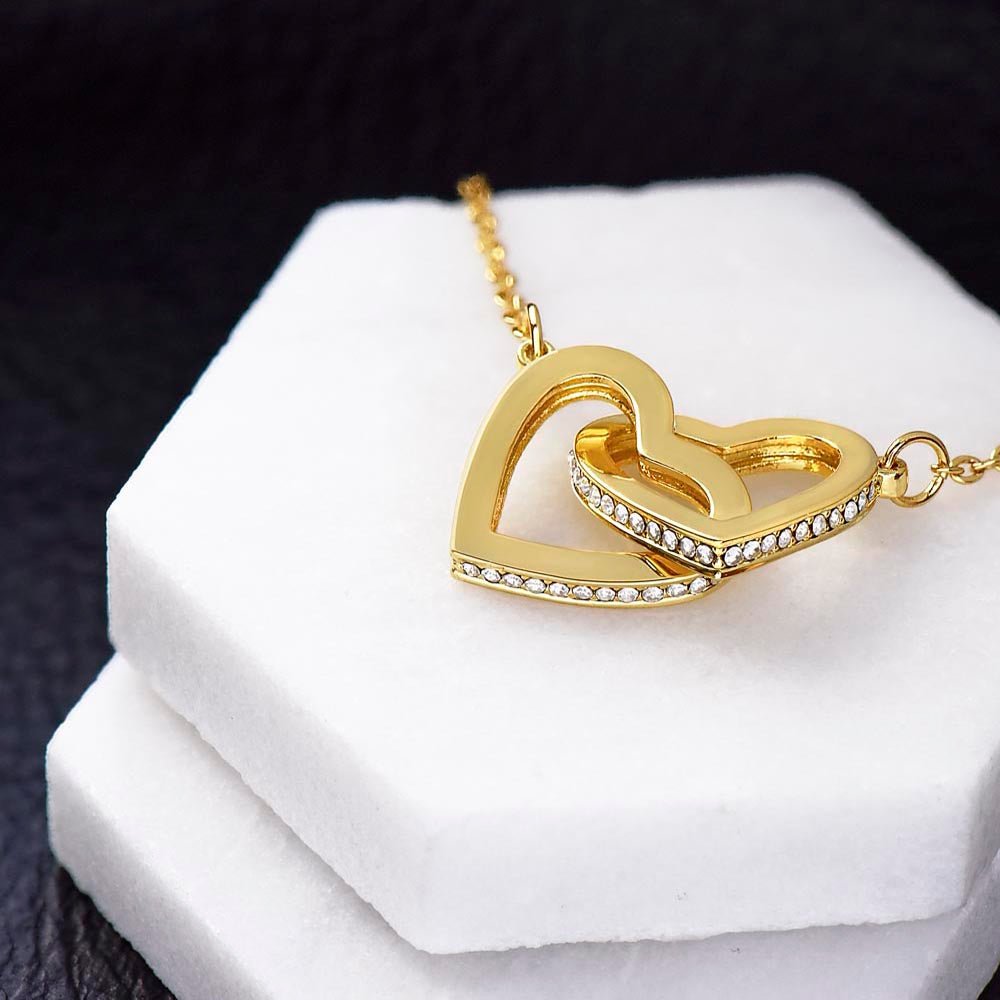 Interlocking Hearts Necklace: Angel Jewelry 14k White & Rose Gold Two Tone Box The Silver Clover & Co.