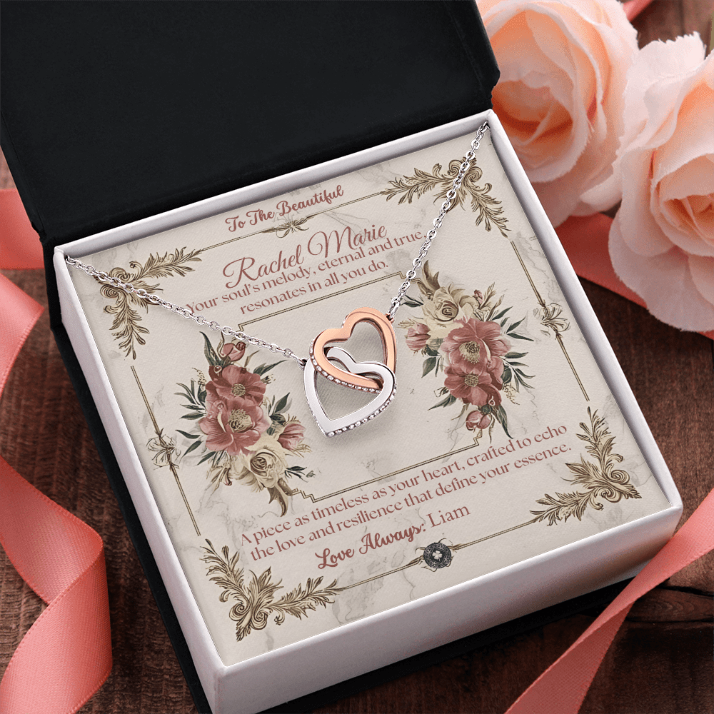 Interlocking Hearts Necklace: Beautiful Jewelry 14k White & Rose Gold Two Tone Box The Silver Clover & Co.
