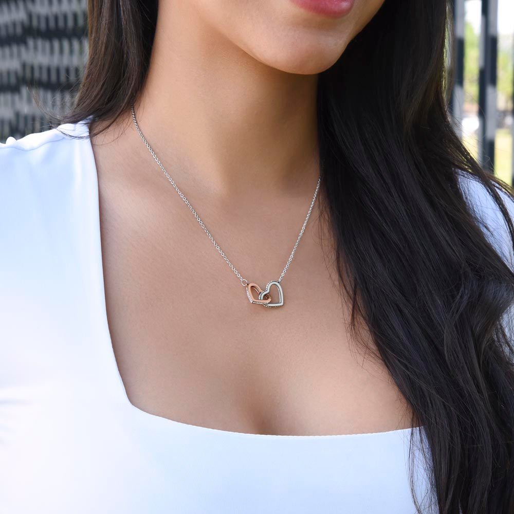 Interlocking Hearts Necklace: Beautiful Jewelry 14k White & Rose Gold Two Tone Box The Silver Clover & Co.