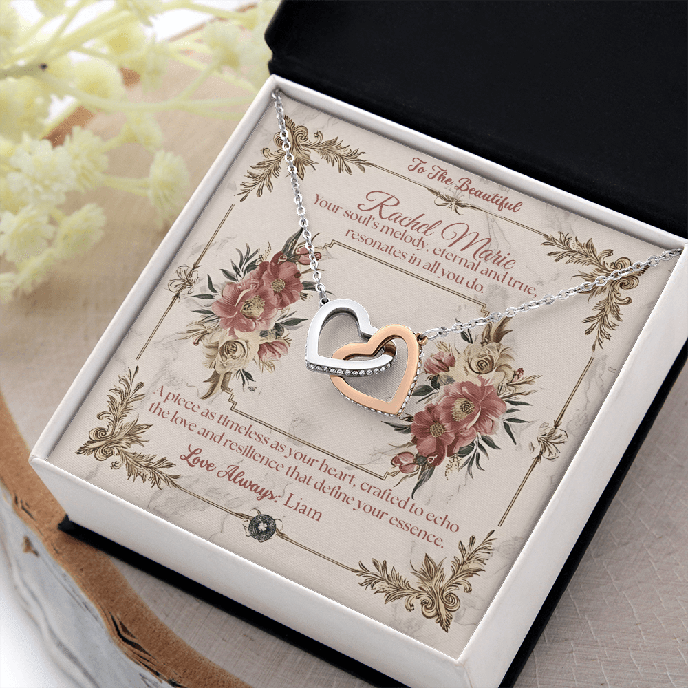 Interlocking Hearts Necklace: Beautiful Jewelry 14k White & Rose Gold Two Tone Box The Silver Clover & Co.