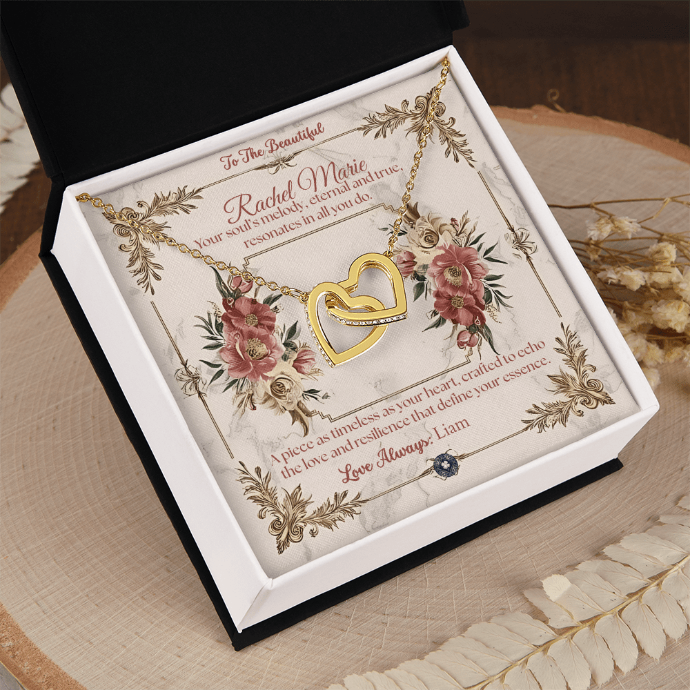 Interlocking Hearts Necklace: Beautiful Jewelry 18K Yellow Gold Two Tone Box The Silver Clover & Co.