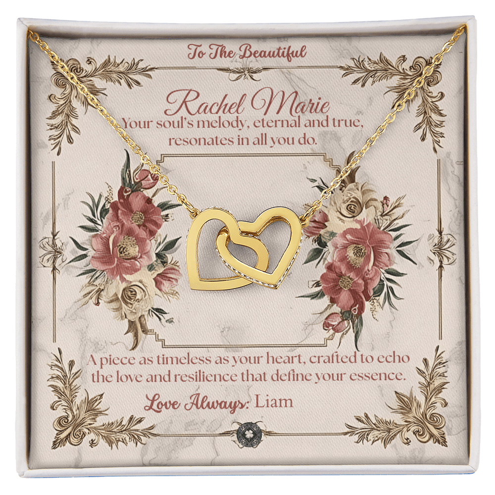 Interlocking Hearts Necklace: Beautiful Jewelry 18K Yellow Gold Mahogany Style Luxury Box with LED The Silver Clover & Co.