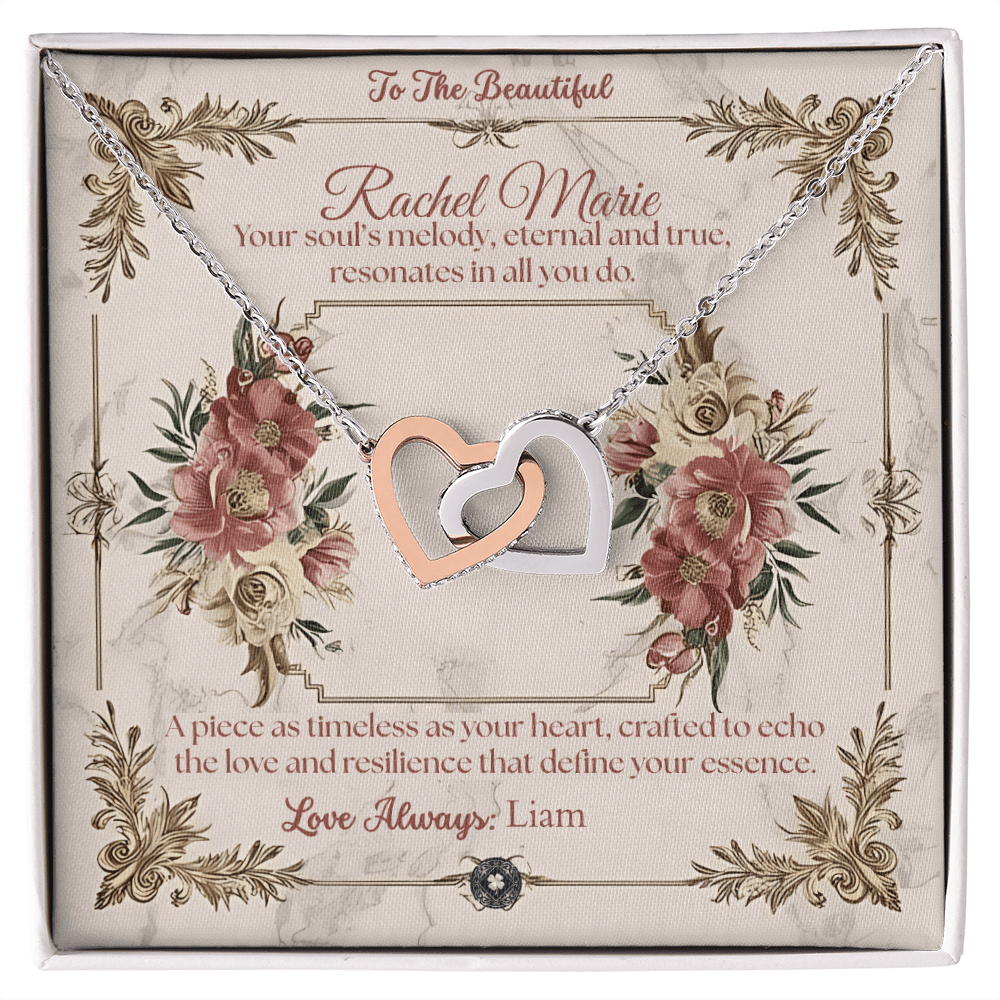 Interlocking Hearts Necklace: Beautiful Jewelry 18K Yellow Gold Mahogany Style Luxury Box with LED The Silver Clover & Co.