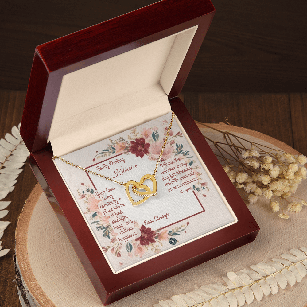 Interlocking Hearts Necklace: Darling Jewelry 18K Yellow Gold Two Tone Box The Silver Clover & Co.