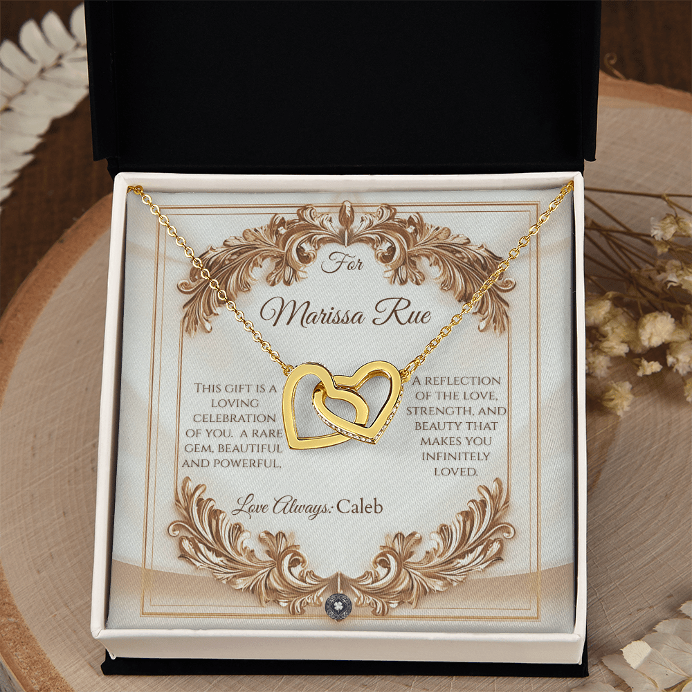 Interlocking Hearts Necklace: Elegance Jewelry 14k White & Rose Gold Two Tone Box The Silver Clover & Co.