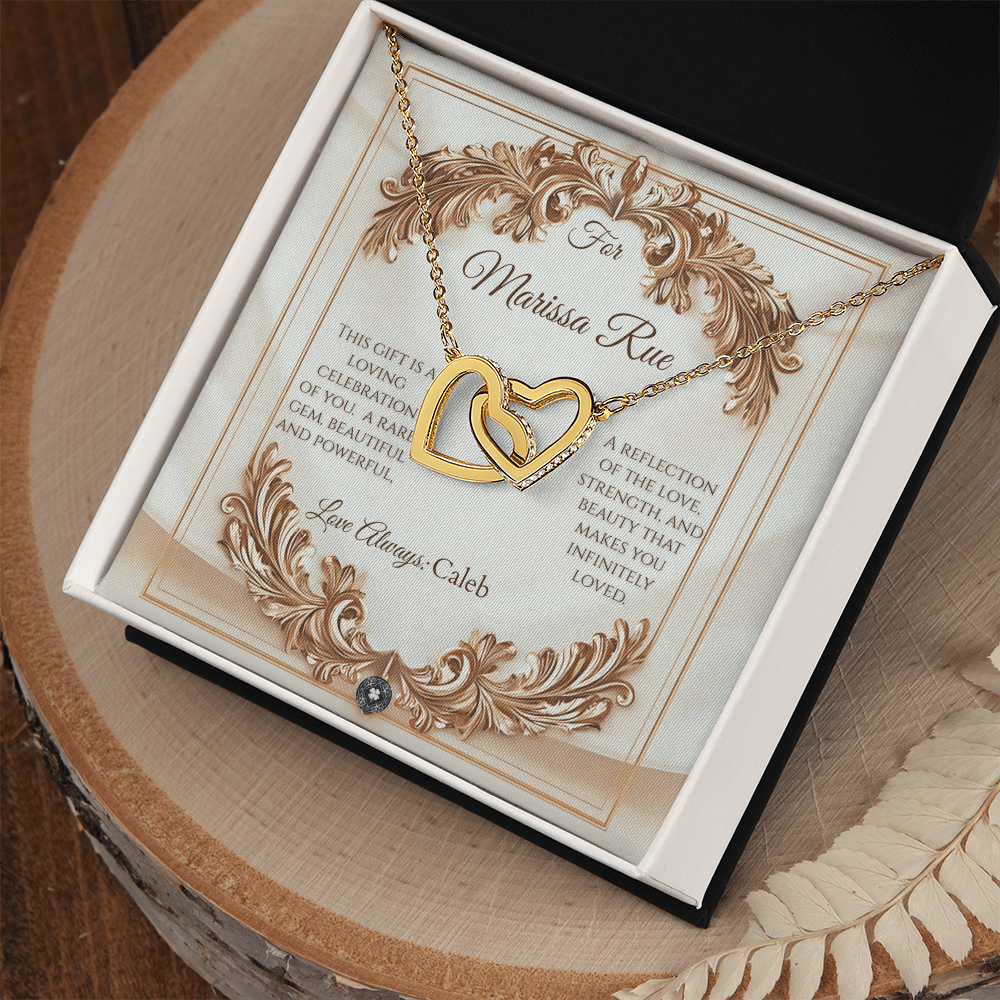 Interlocking Hearts Necklace: Elegance Jewelry 18K Yellow Gold Two Tone Box The Silver Clover & Co.