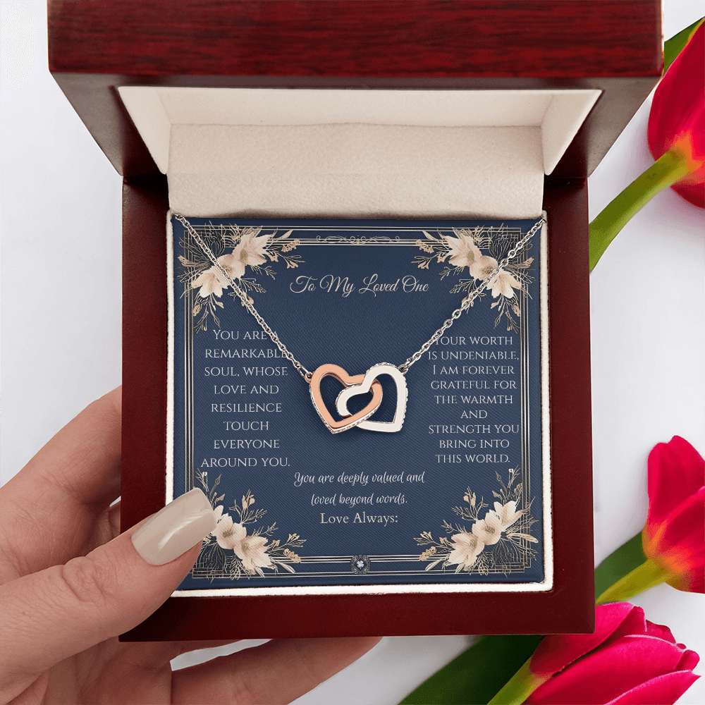 Interlocking Hearts Necklace: Princess Jewelry 14k White & Rose Gold Two Tone Box The Silver Clover & Co.