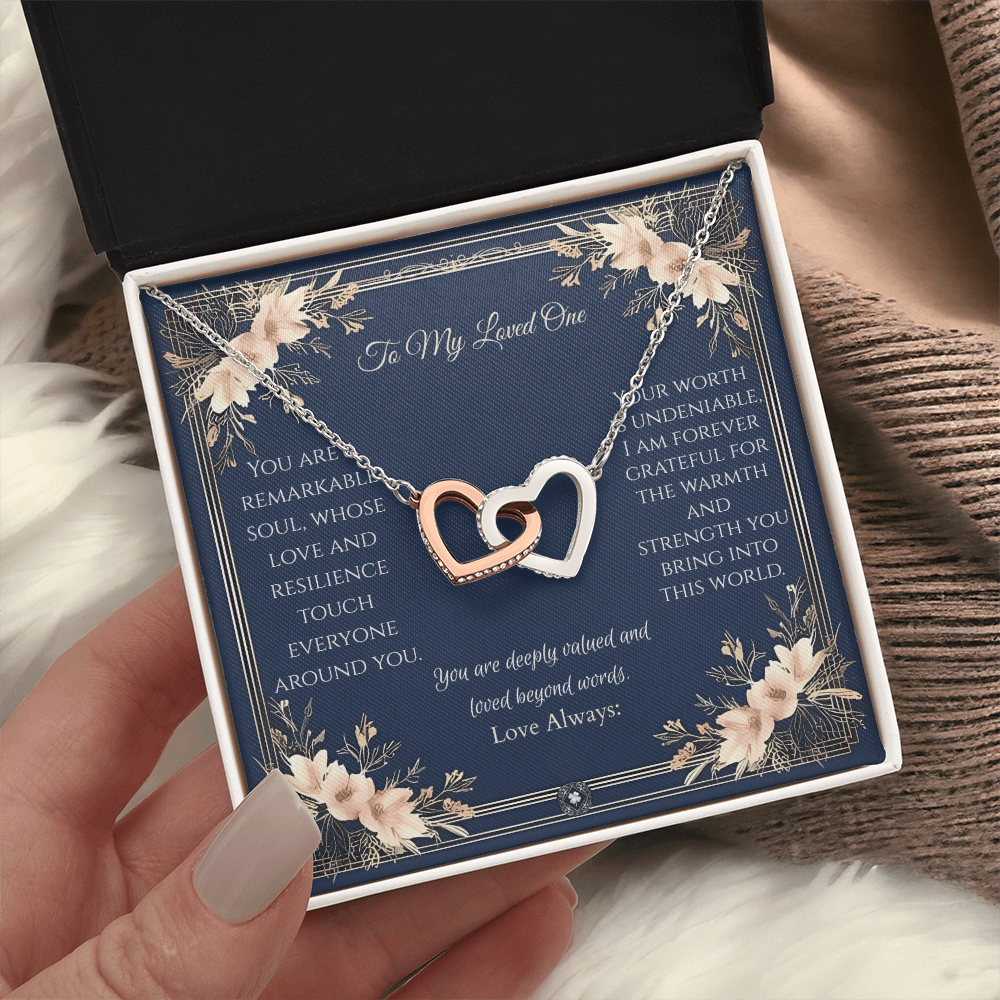 Interlocking Hearts Necklace: Princess Jewelry 14k White & Rose Gold Two Tone Box The Silver Clover & Co.