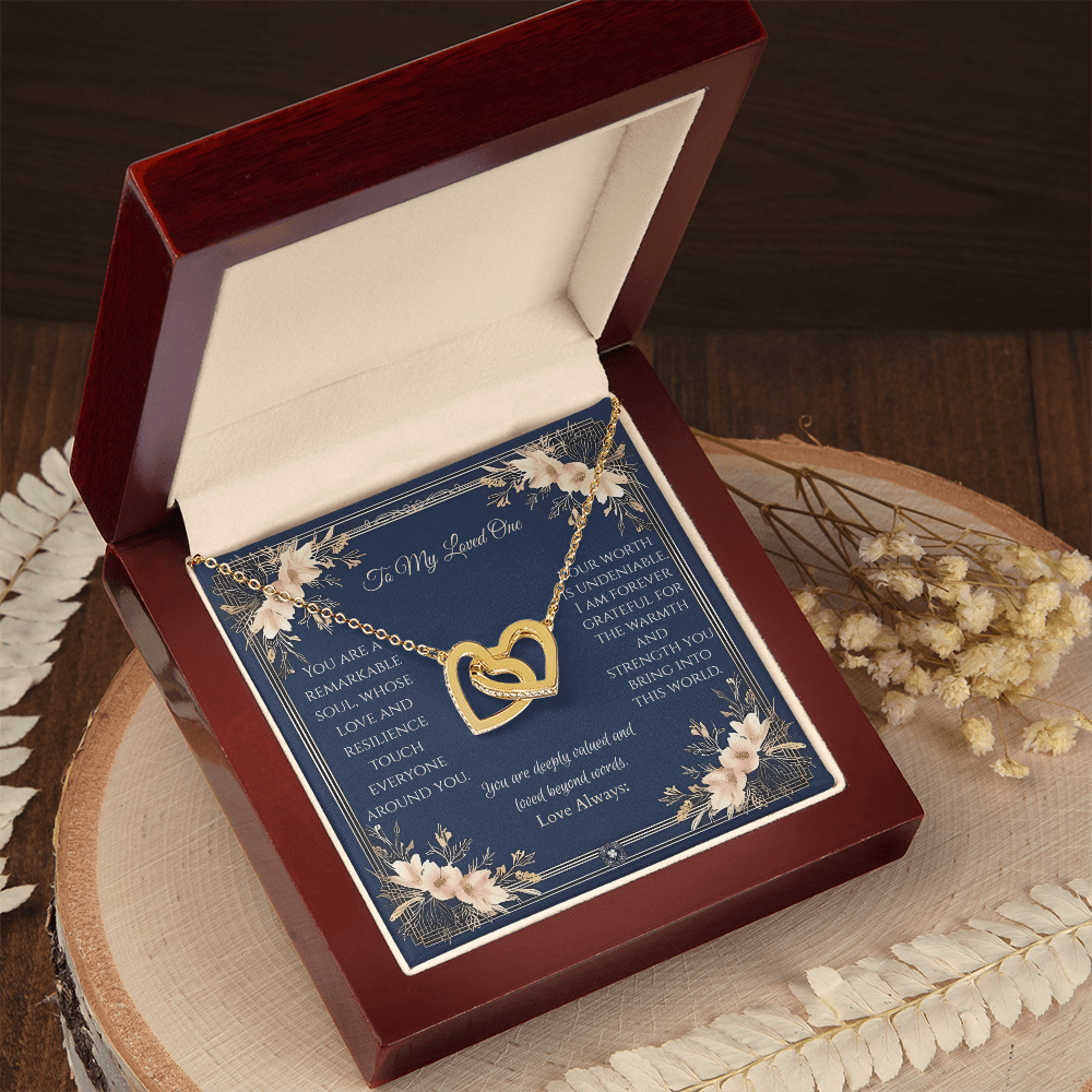 Interlocking Hearts Necklace: Princess Jewelry 18K Yellow Gold Mahogany Style Luxury Box with LED The Silver Clover & Co.
