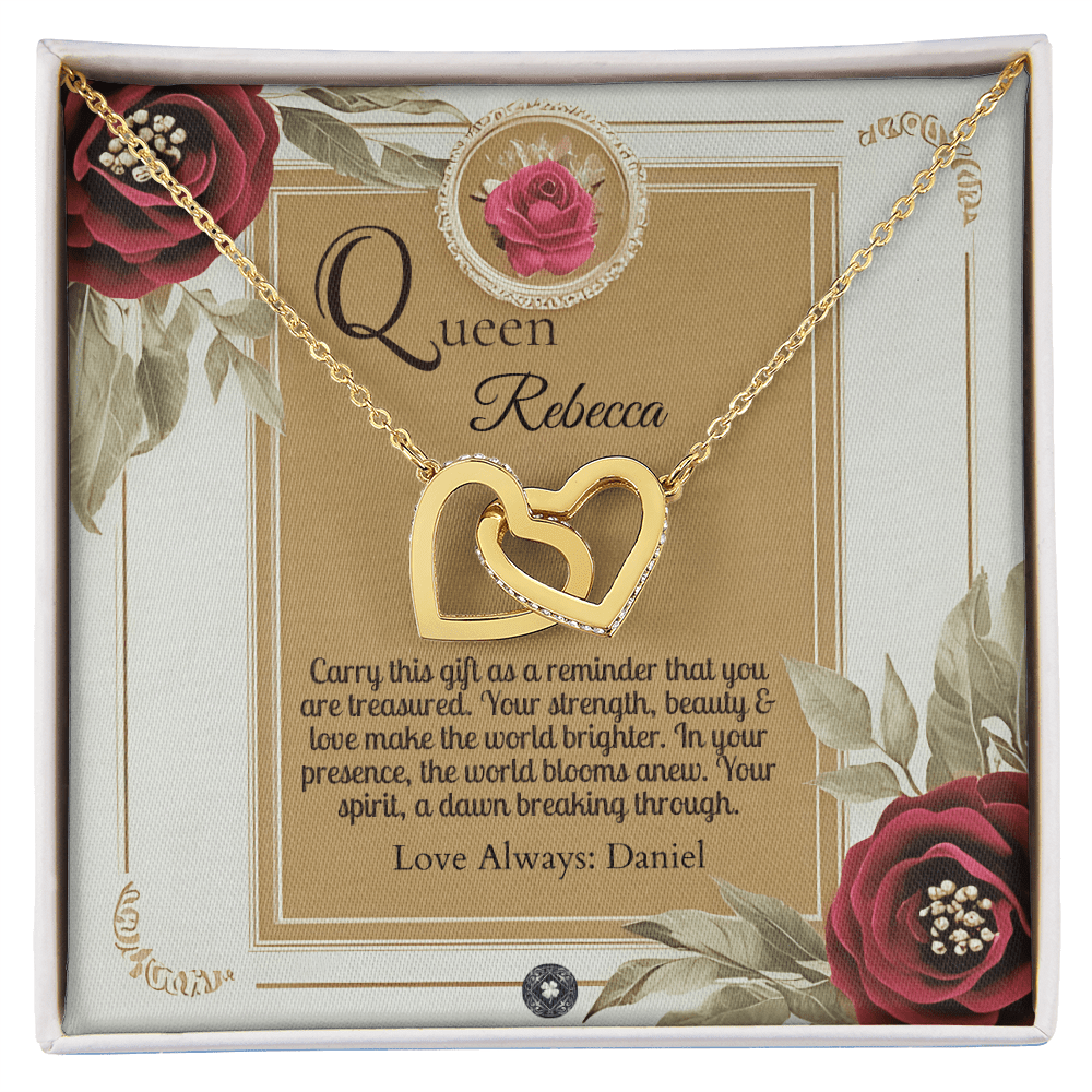Interlocking Hearts Necklace: Queen Jewelry 14k White & Rose Gold Two Tone Box The Silver Clover & Co.