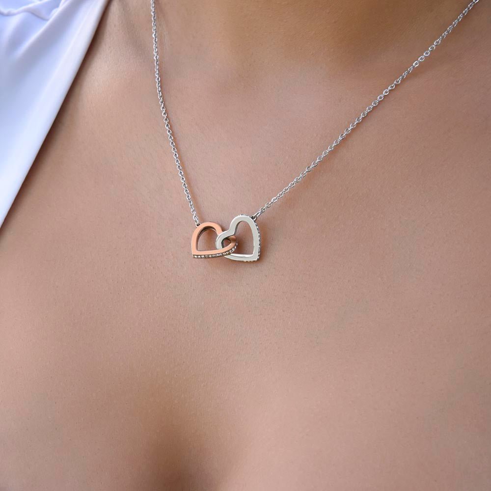 Interlocking Hearts Necklace: Queen Jewelry 18K Yellow Gold Two Tone Box The Silver Clover & Co.