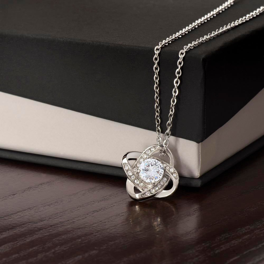 Love Knot Necklace Jewelry 14k White Gold Finish Two Tone Box The Silver Clover & Co.