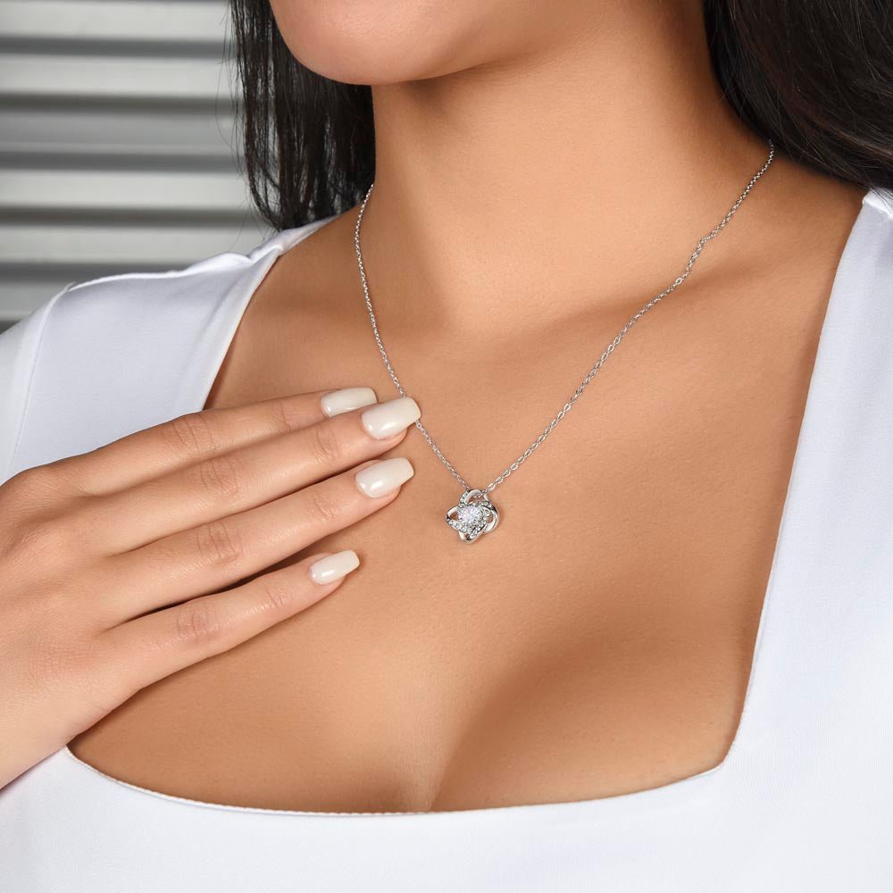 Love Knot Necklace: Beautiful Jewelry 14K White Gold Two Tone Box The Silver Clover & Co.