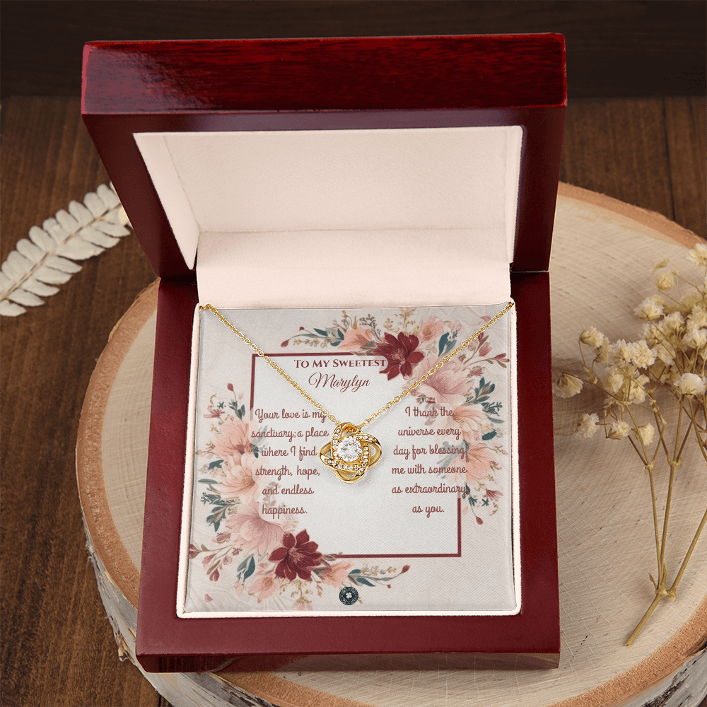 Love Knot Necklace: Darling Jewelry 14K White Gold Two Tone Box The Silver Clover & Co.