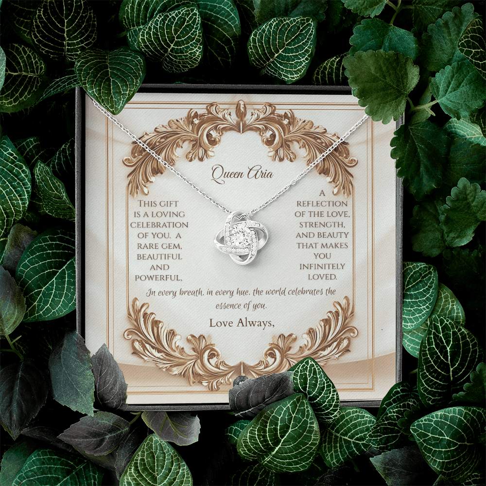 Love Knot Necklace: Elegance Jewelry 14K White Gold Two Tone Box The Silver Clover & Co.