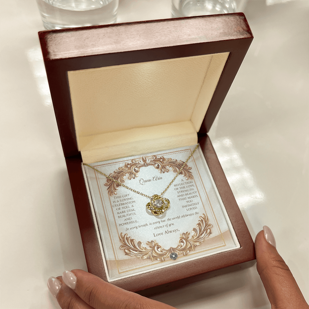 Love Knot Necklace: Elegance Jewelry 14K White Gold Two Tone Box The Silver Clover & Co.