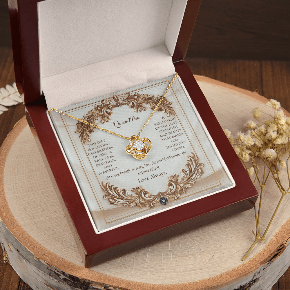 Love Knot Necklace: Elegance Jewelry 14K White Gold Two Tone Box The Silver Clover & Co.