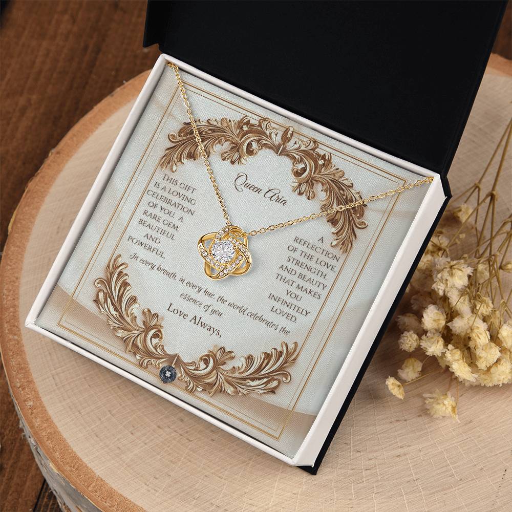 Love Knot Necklace: Elegance Jewelry 18K Yellow Gold Two Tone Box The Silver Clover & Co.