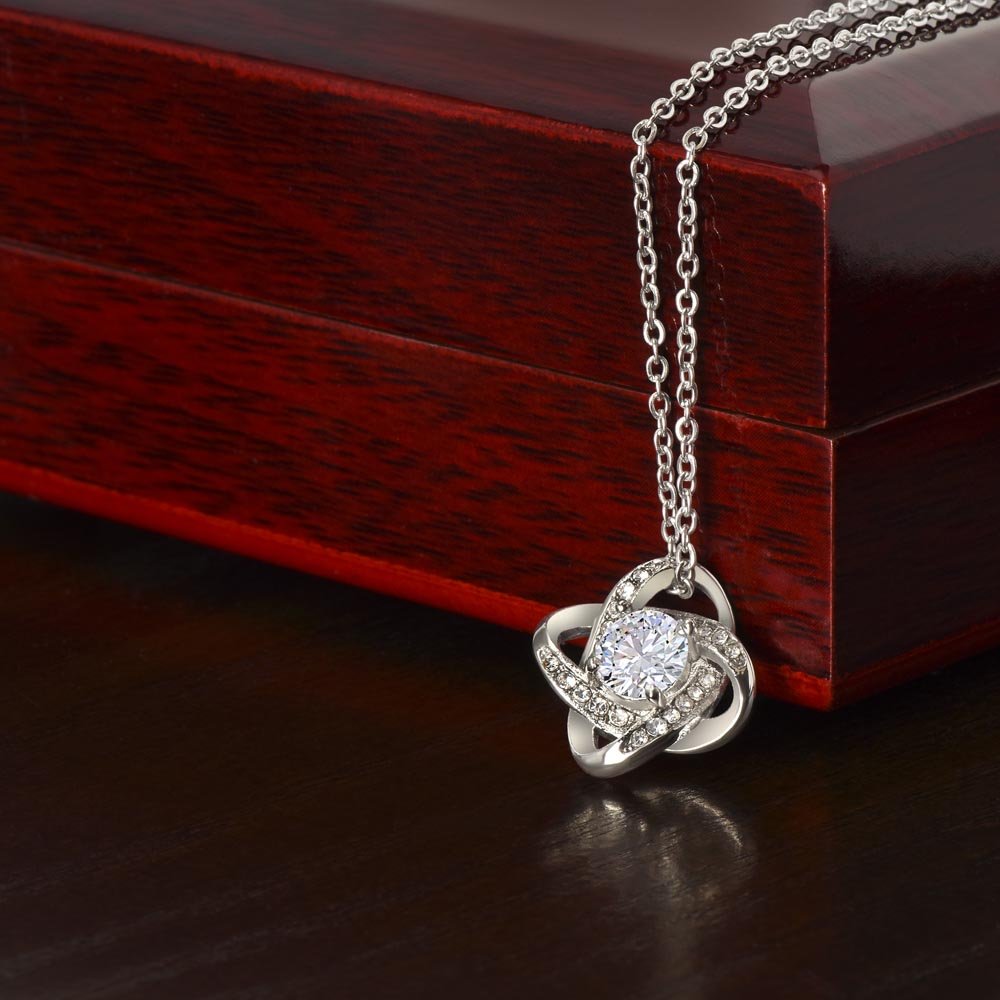 Love Knot Necklace: For Niece Jewelry Sunset 18K Yellow Gold Mahogany Style Luxury Box with LED The Silver Clover & Co.